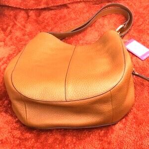 Vince Camuto Womens Pebble Leather Handbag Tote Color-Saddle Brown Size-12”x 12”